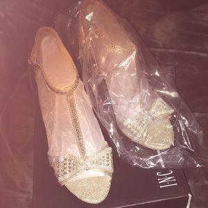 Champagne Rhinestone Pumps.  Worn once
